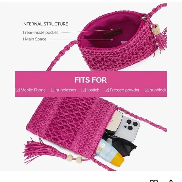 Beach Straw Purse For Women: Straw Bags Crossbody Shoulder Handbags (new) - Picture 2 of 6